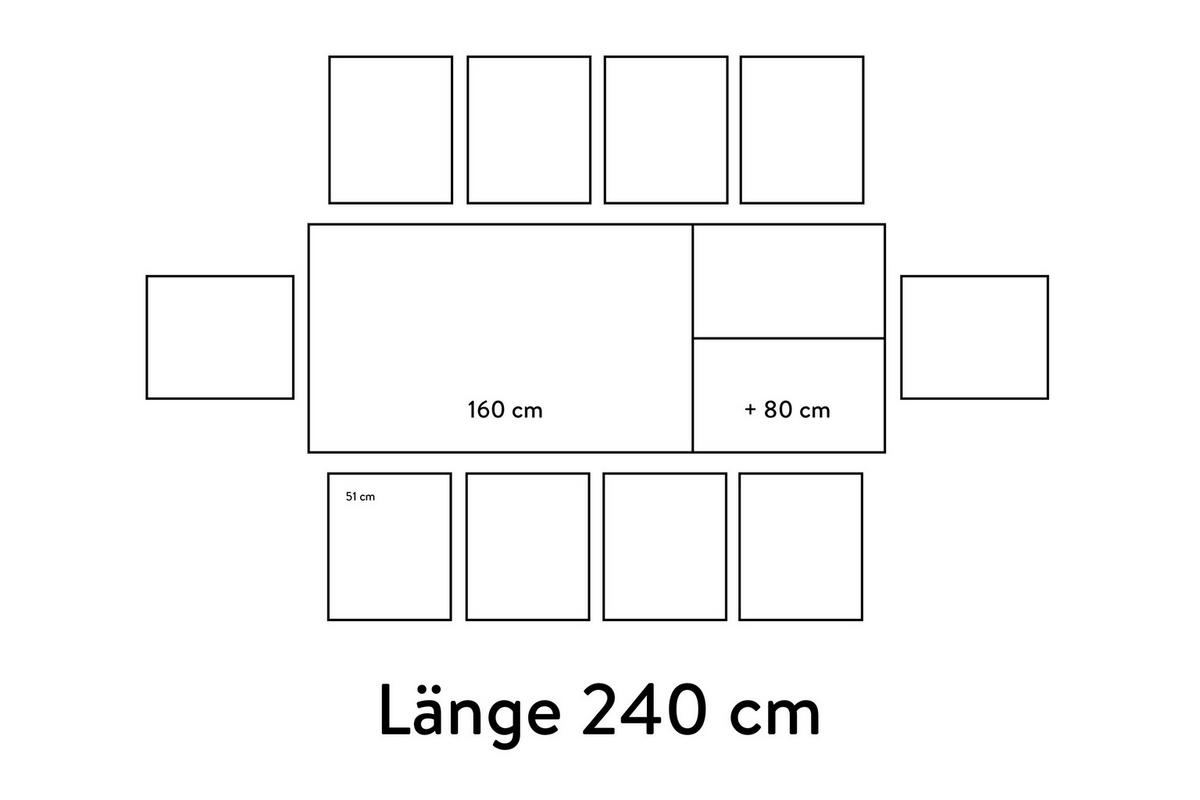 ESSTISCH Schwarz, Eiche dunkel rechteckig  ausziehbar, in verschiedenen Holzdekoren erhältlich  - Eiche dunkel/Schwarz, Basics, Holzwerkstoff/Metall (160-240/95/76cm) - Celina Home