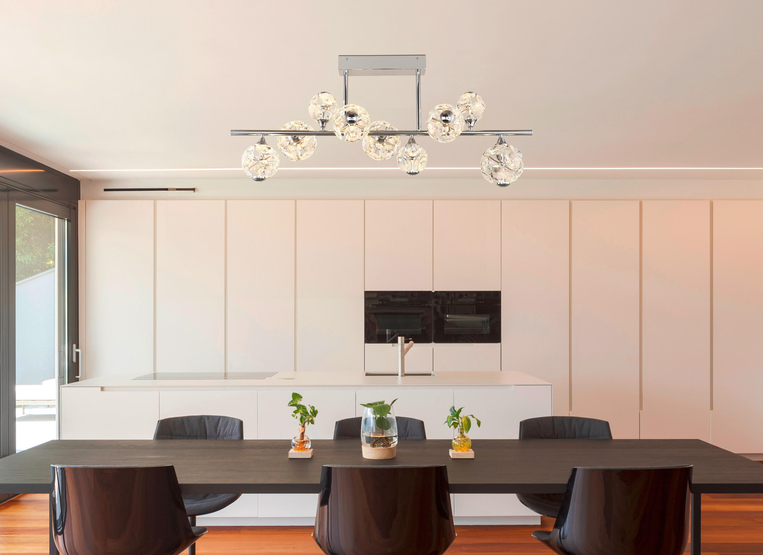 LED-DECKENLEUCHTE VIRINA 101/34,5/45 cm   - Klar/Chromfarben, KONVENTIONELL, Glas/Metall (101/34,5/45cm) - Globo