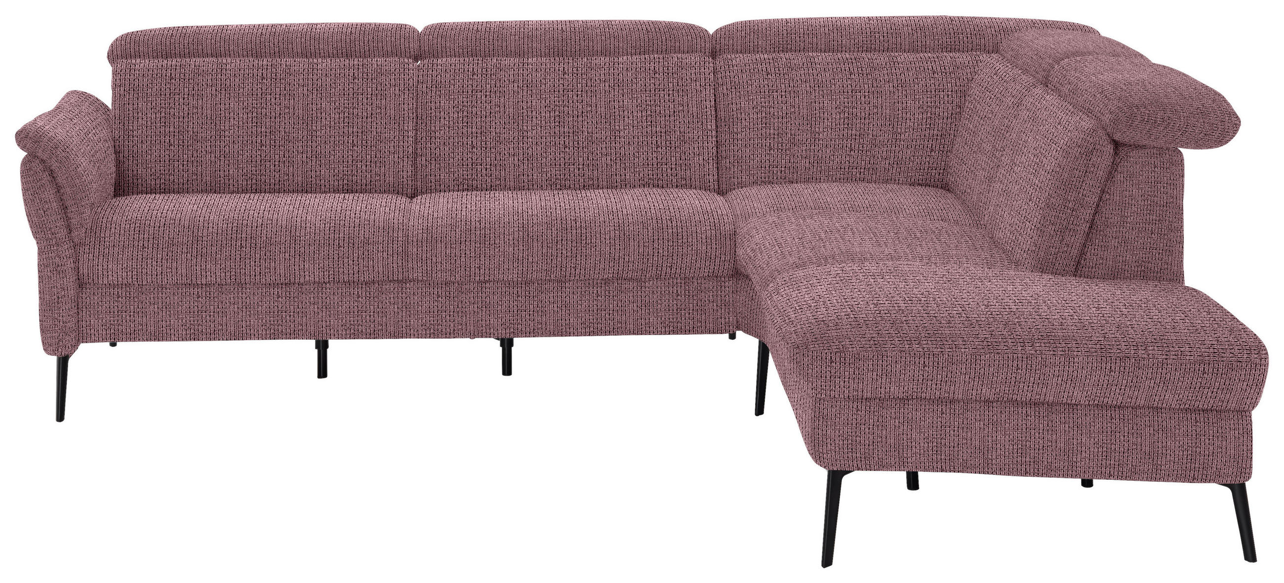 ECKSOFA in Struktur Flieder  275/235 cm  - Flieder/Schwarz, MODERN, Textil/Metall (275/235cm) - Cantus
