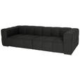 BIGSOFA  in Flachgewebe, Leinenoptik Anthrazit  - Anthrazit/Schwarz, Design, Textil/Metall (262/66/113cm) - Belluti