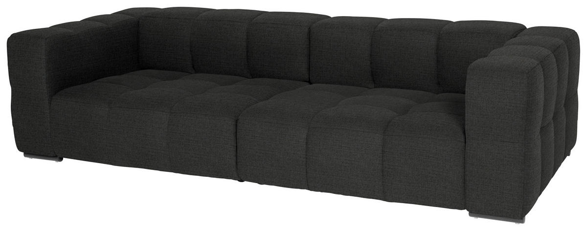 BIGSOFA  in Flachgewebe, Leinenoptik Anthrazit  - Anthrazit/Schwarz, Design, Textil/Metall (262/66/113cm) - Belluti