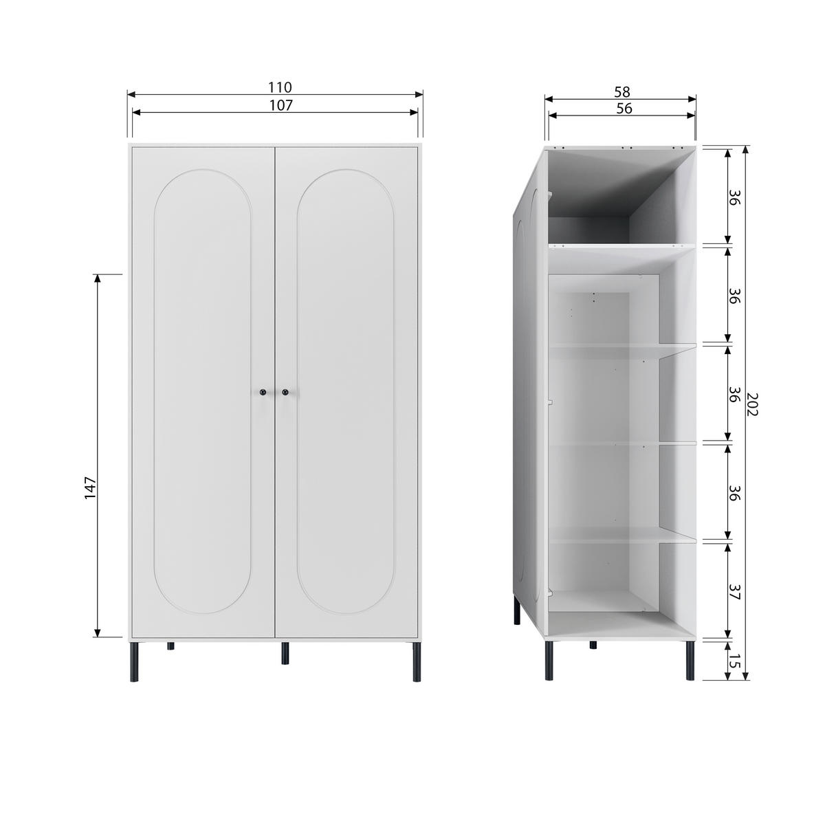 DREHTÜRENSCHRANK  in Grau  - Schwarz/Grau, Basics, Holz/Metall (110/202/58cm) - MID.YOU