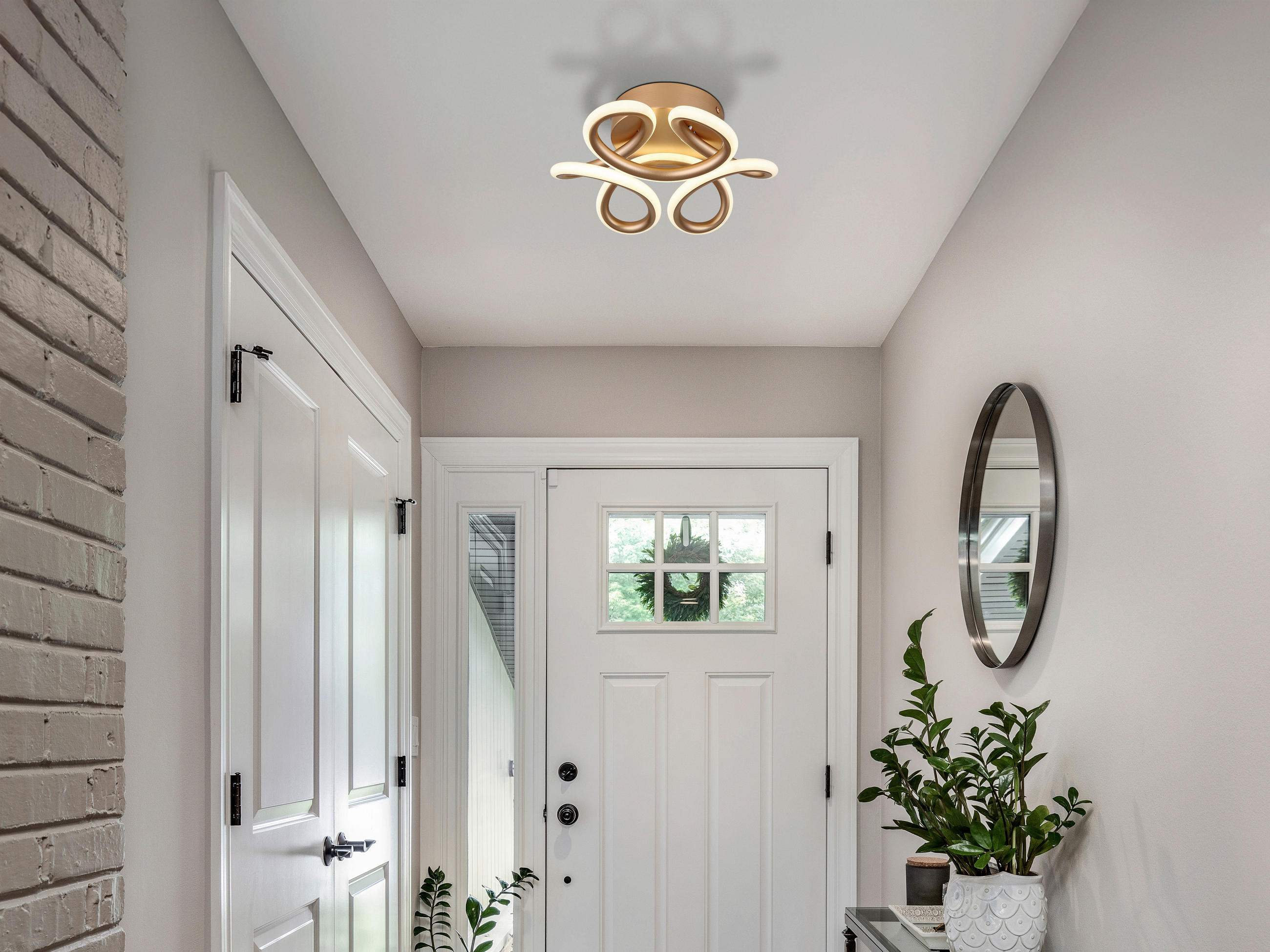LED-DECKENLEUCHTE  26/10 cm    - Weiss/Champagner, Design, Kunststoff/Metall (26/10cm) - Globo