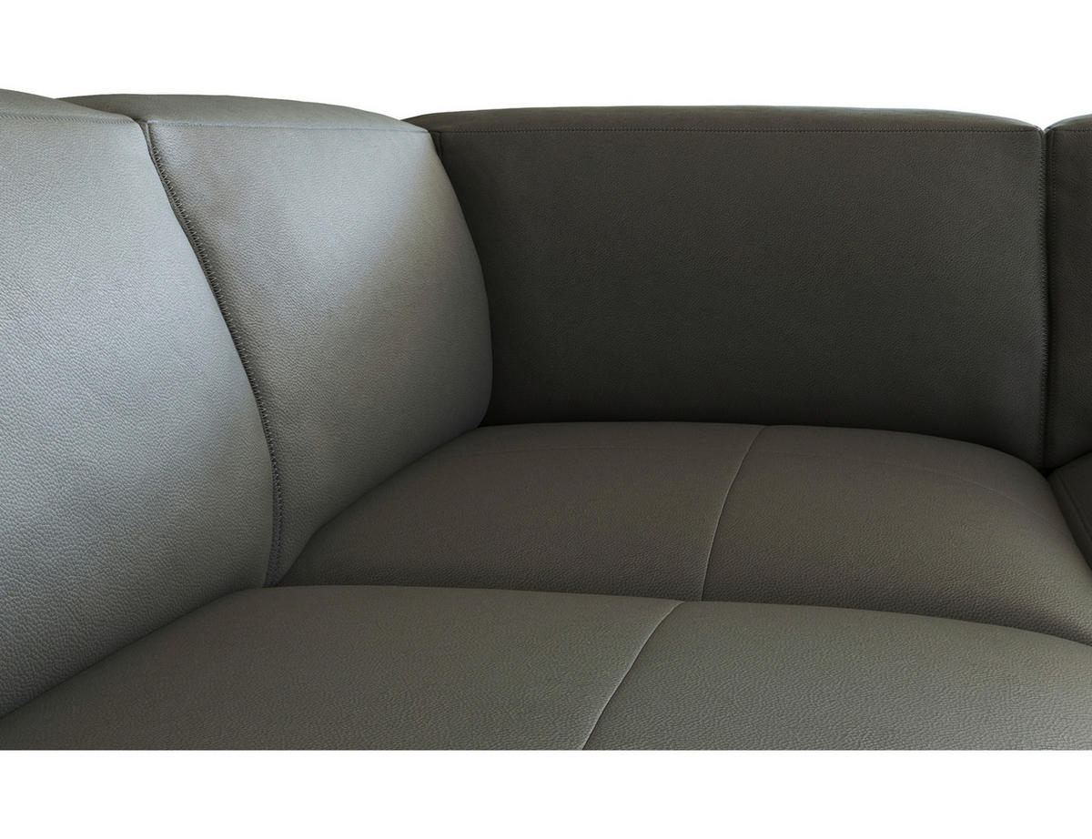 ECKSOFA Dunkelgrau Echtleder  - Dunkelgrau/Schwarz, Design, Leder/Holz (288/231cm) - Livetastic