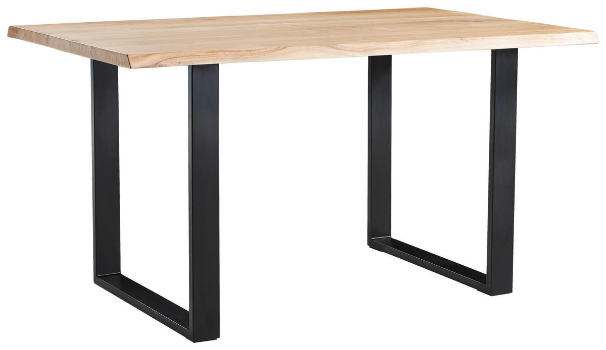 ESSTISCH in Holz 140/90/76 cm  - Schwarz/Akaziefarben, Natur, Holz/Metall (140/90/76cm) - Linea Natura