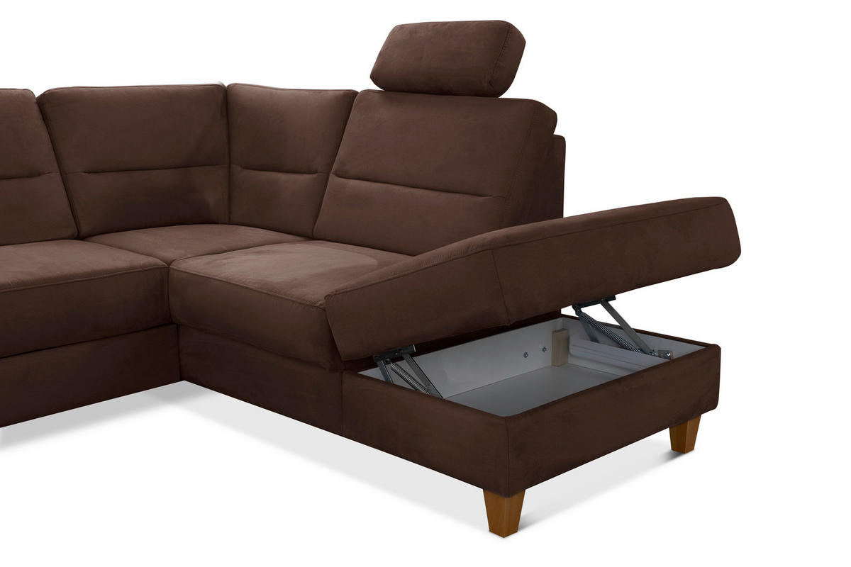 WOHNLANDSCHAFT in Mikrofaser Dunkelbraun  - Eichefarben/Dunkelbraun, Konventionell, Holz/Textil (163/308/212cm) - Sit & More