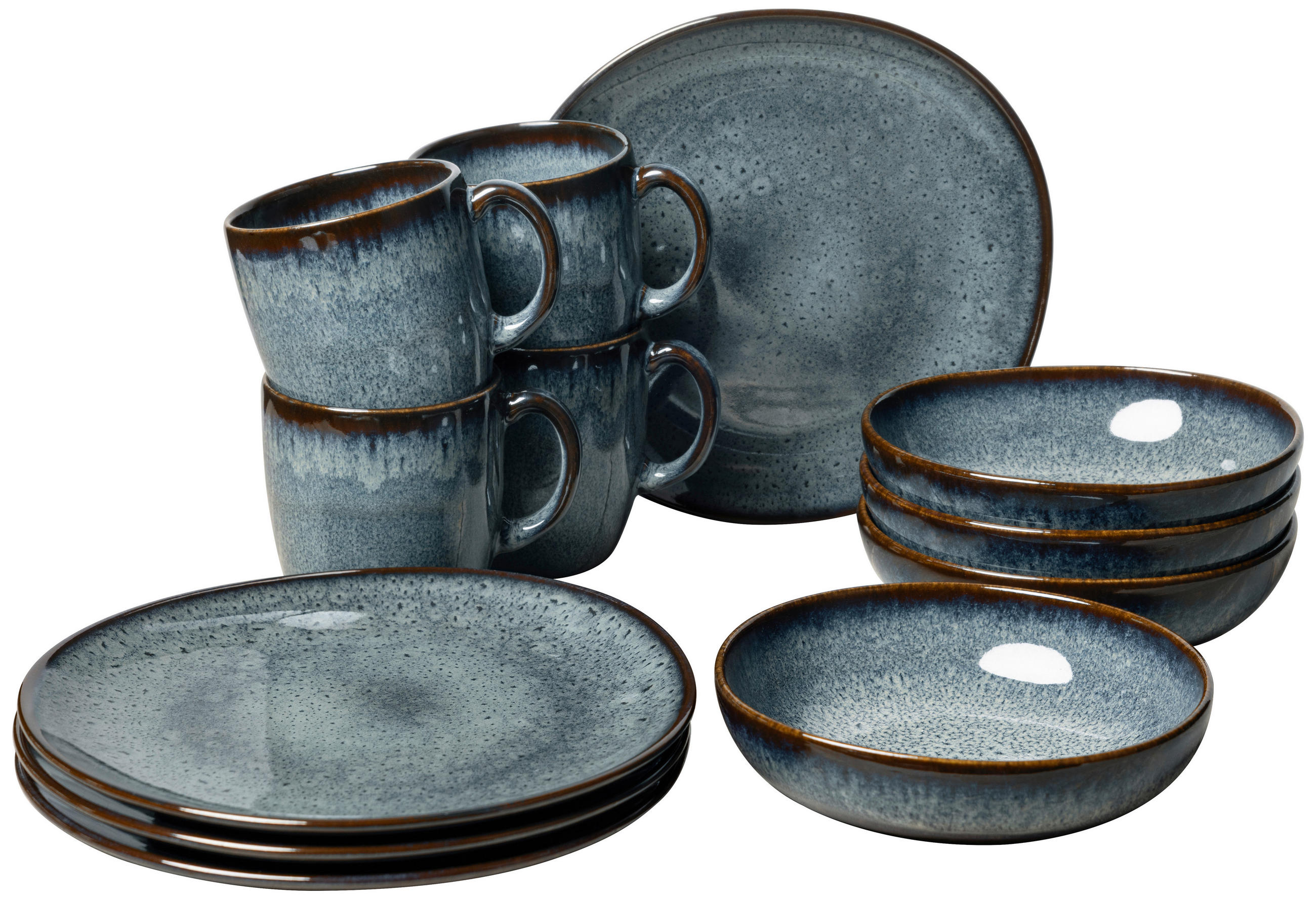FRÜHSTÜCKSSERVICE 12-teilig Lave Gris  - Basics, Keramik (34,5/19,4/32cm) - like.Villeroy & Boch