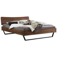 BETT 160/200 cm  in Anthrazit, Nussbaumfarben  - Anthrazit/Nussbaumfarben, Design, Holz/Metall (160/200cm) - Hasena