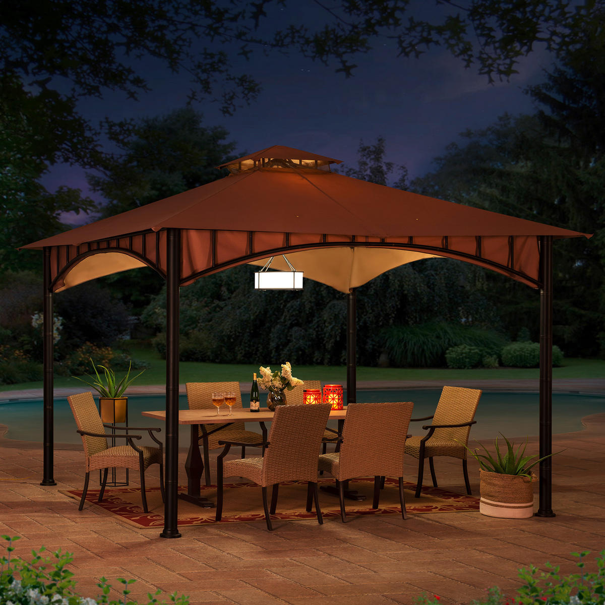 PAVILLON 340/304/340 cm   - Sandfarben/Bronzefarben, Basics, Kunststoff/Metall (340/304/340cm)