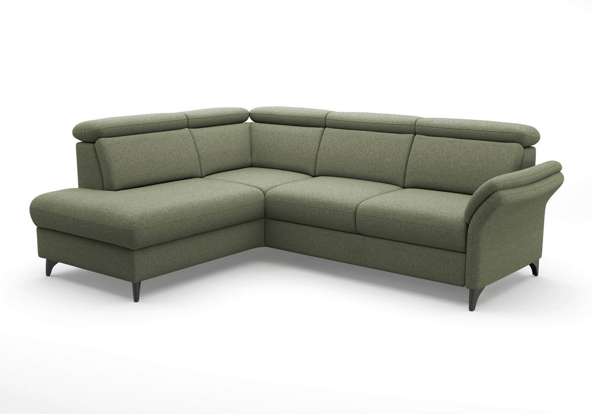 ECKSOFA GLENDALE E Olivgrün Flachgewebe  - Schwarz/Olivgrün, KONVENTIONELL, Textil/Metall (193/247cm) - Sit & More