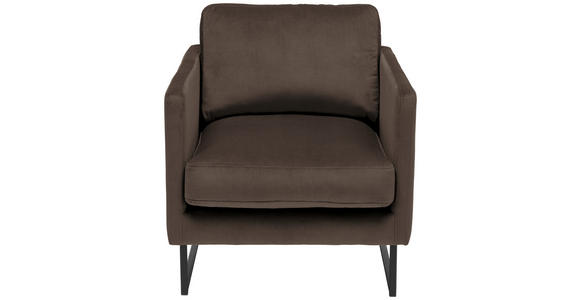 SESSEL in Samt Braun - Schwarz/Braun, Design, Textil/Metall (72/78/84cm) - Carryhome
