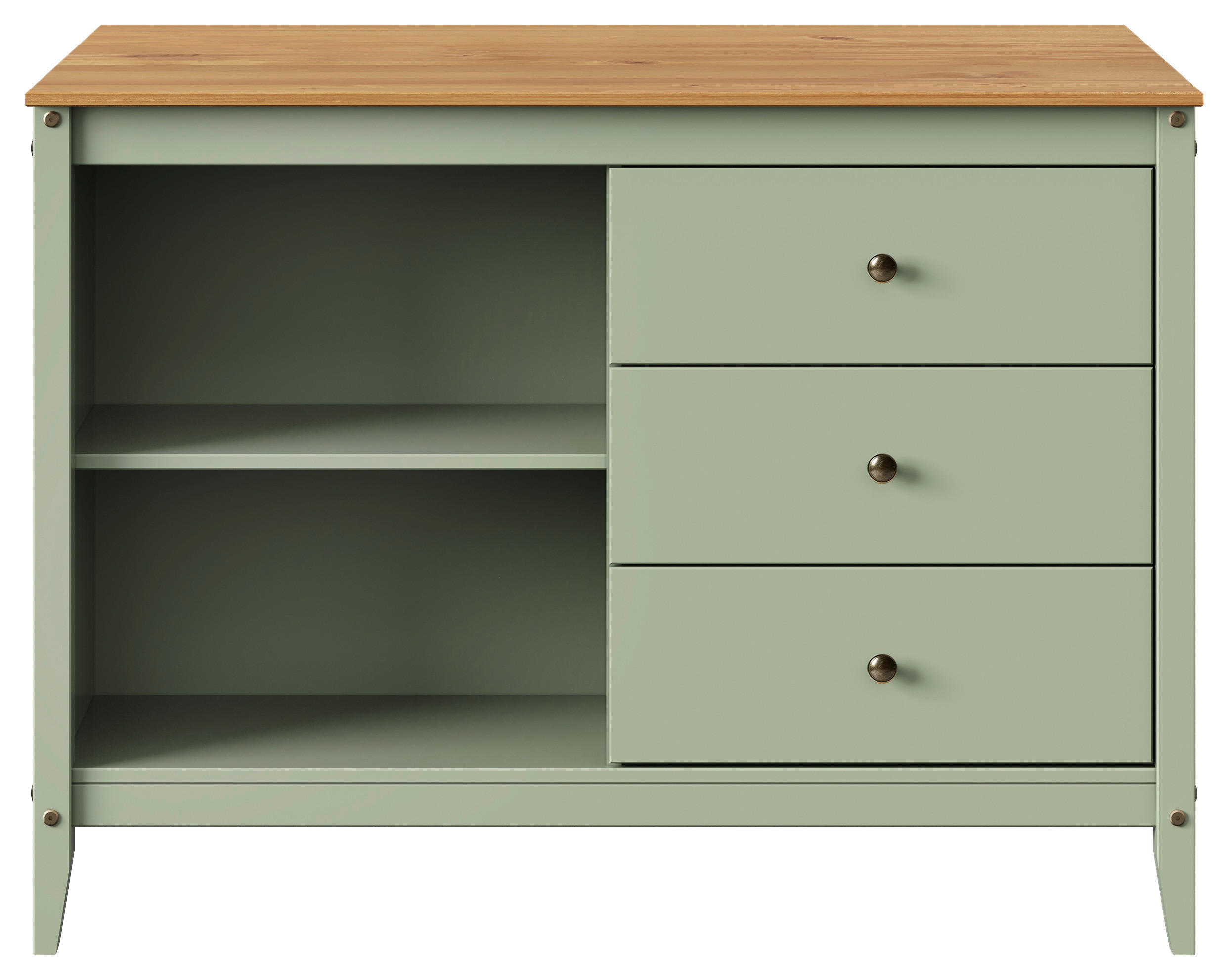 KÜCHENINSEL 122/90/77 cm  in Hellbraun, Olivgrün  - Hellbraun/Zinkfarben, MODERN, Holz/Metall (122/90/77cm) - Livetastic