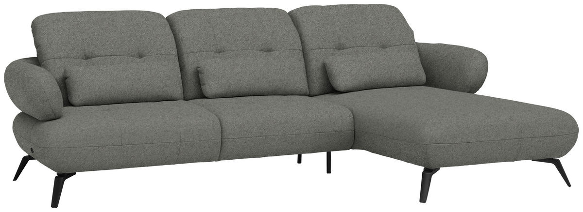 ECKSOFA Chenille Grau  - Schwarz/Grau, Design, Textil/Metall (282/189cm) - Novel