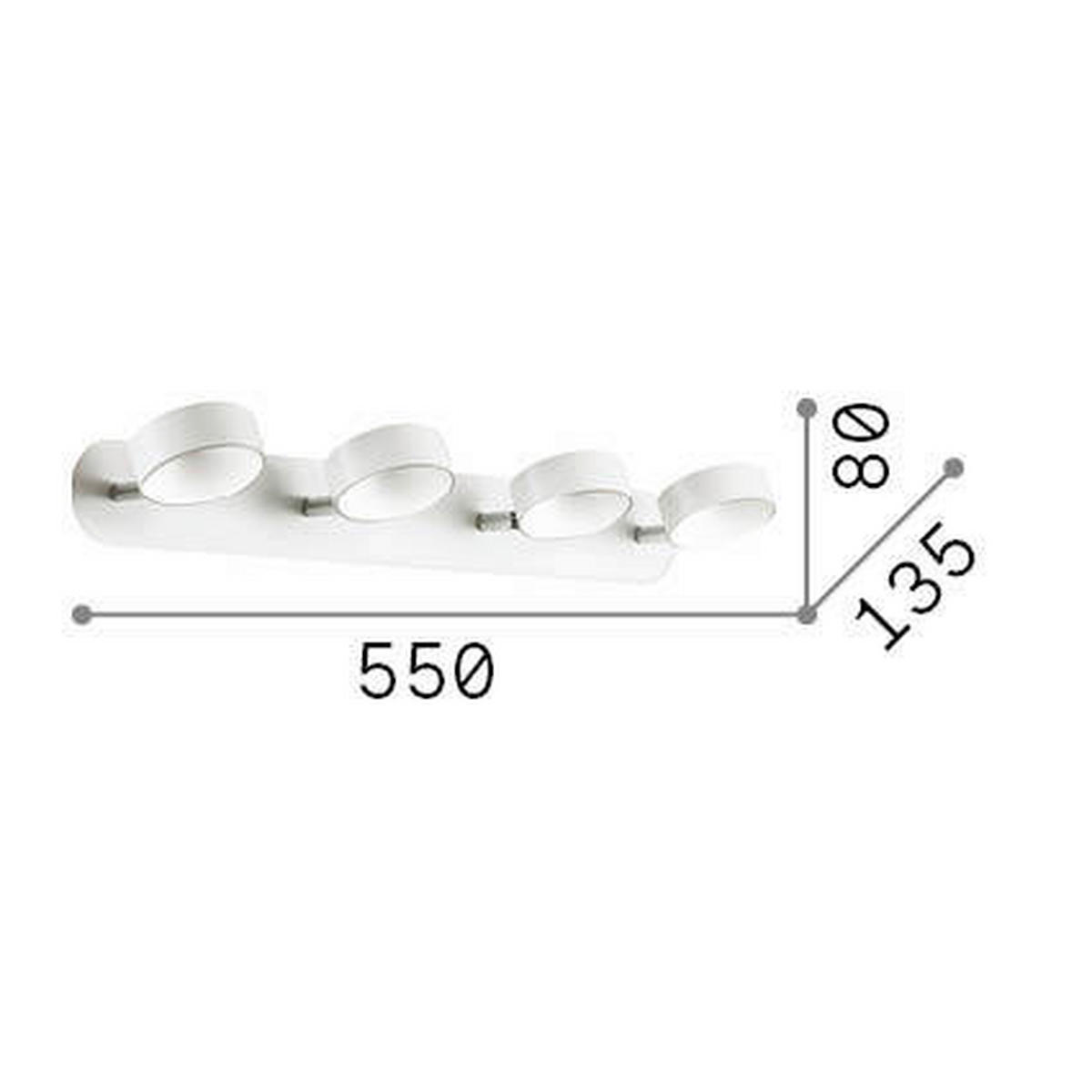 LED-DECKENLEUCHTE 55/13,5/8 cm   - Weiß, Basics, Kunststoff/Metall (55/13,5/8cm) - Ideal Lux