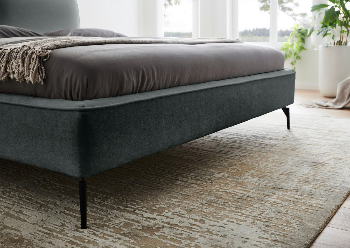POLSTERBETT 200/200 cm  in Dunkelgrün  - Dunkelgrün/Schwarz, Modern, Textil/Metall (200/200cm) - Livetastic