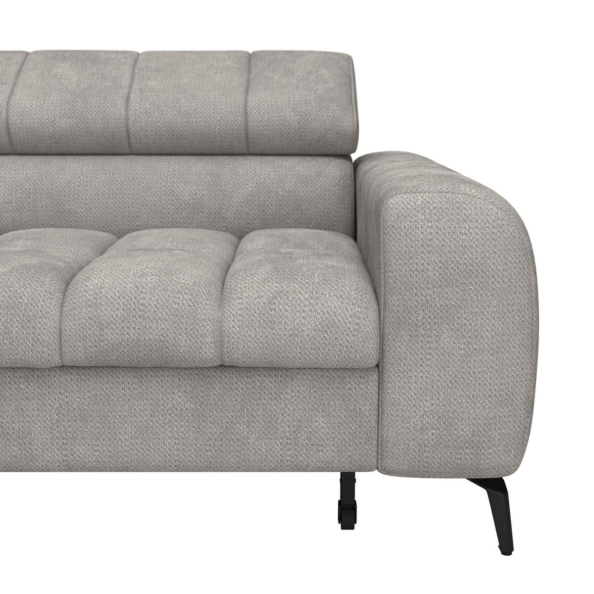 ECKSOFA VOLF Hellgrau Flachgewebe  - Hellgrau/Schwarz, Trend, Kunststoff/Textil (203/261cm) - Livetastic