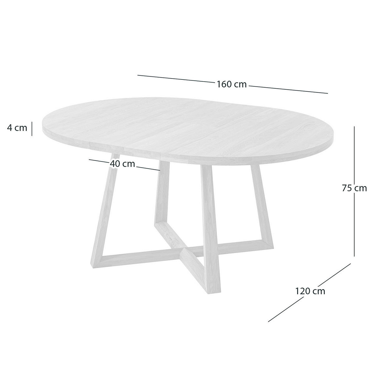 ESSTISCH in Holz 120-160/120/75 cm  - Wildeiche, Natur, Holz (120-160/120/75cm) - home24