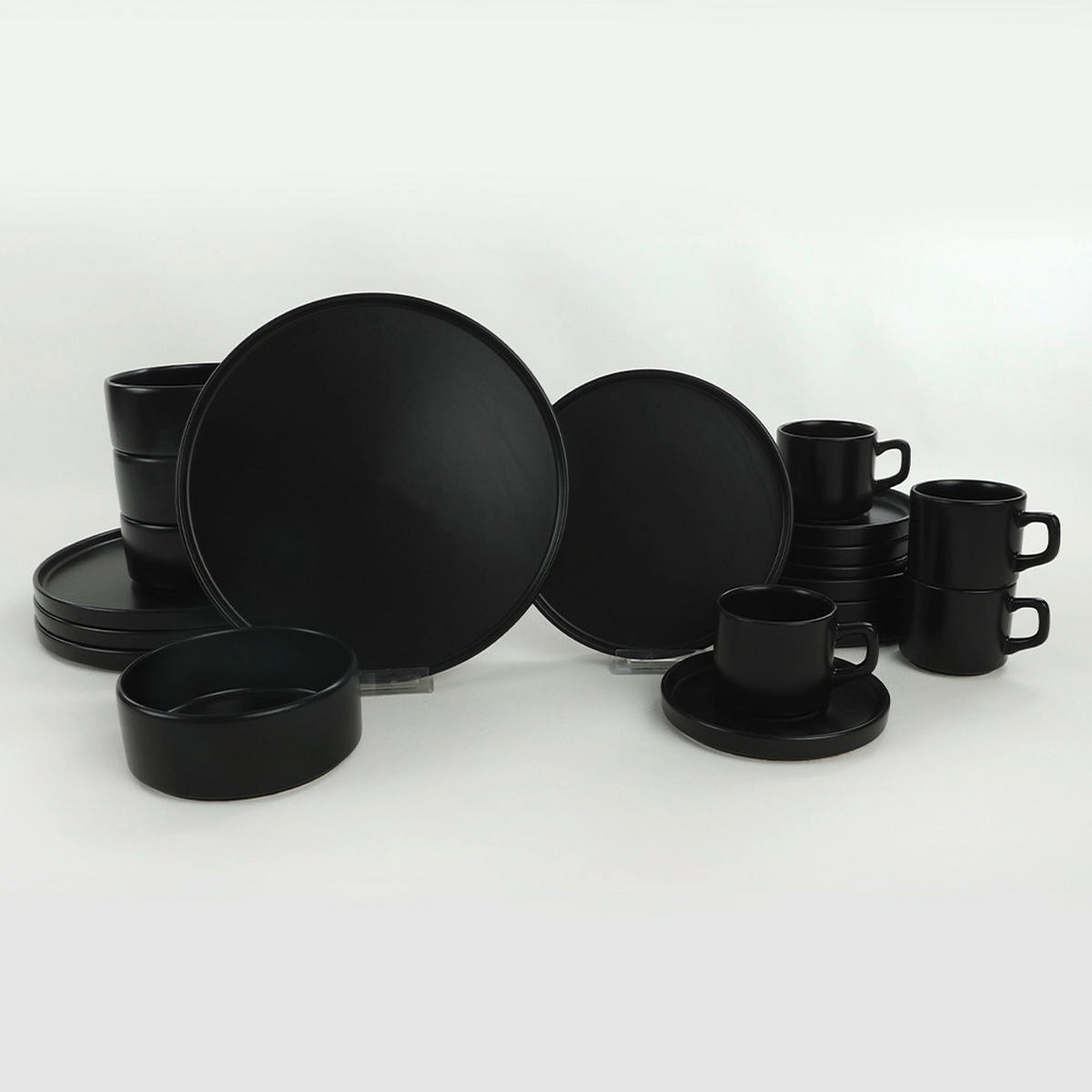 KOMBISERVICE Schwarz 20-teilig 4 Personen  - Schwarz, Basics, Keramik - P & B