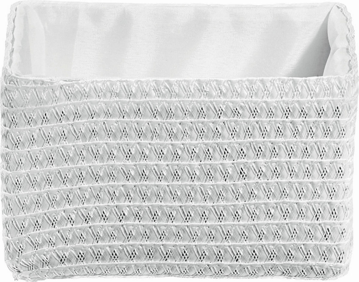 KOŠ DO REGÁLU, bílá - bílá, Basics, textil/plast (19/15/12cm) - Landscape