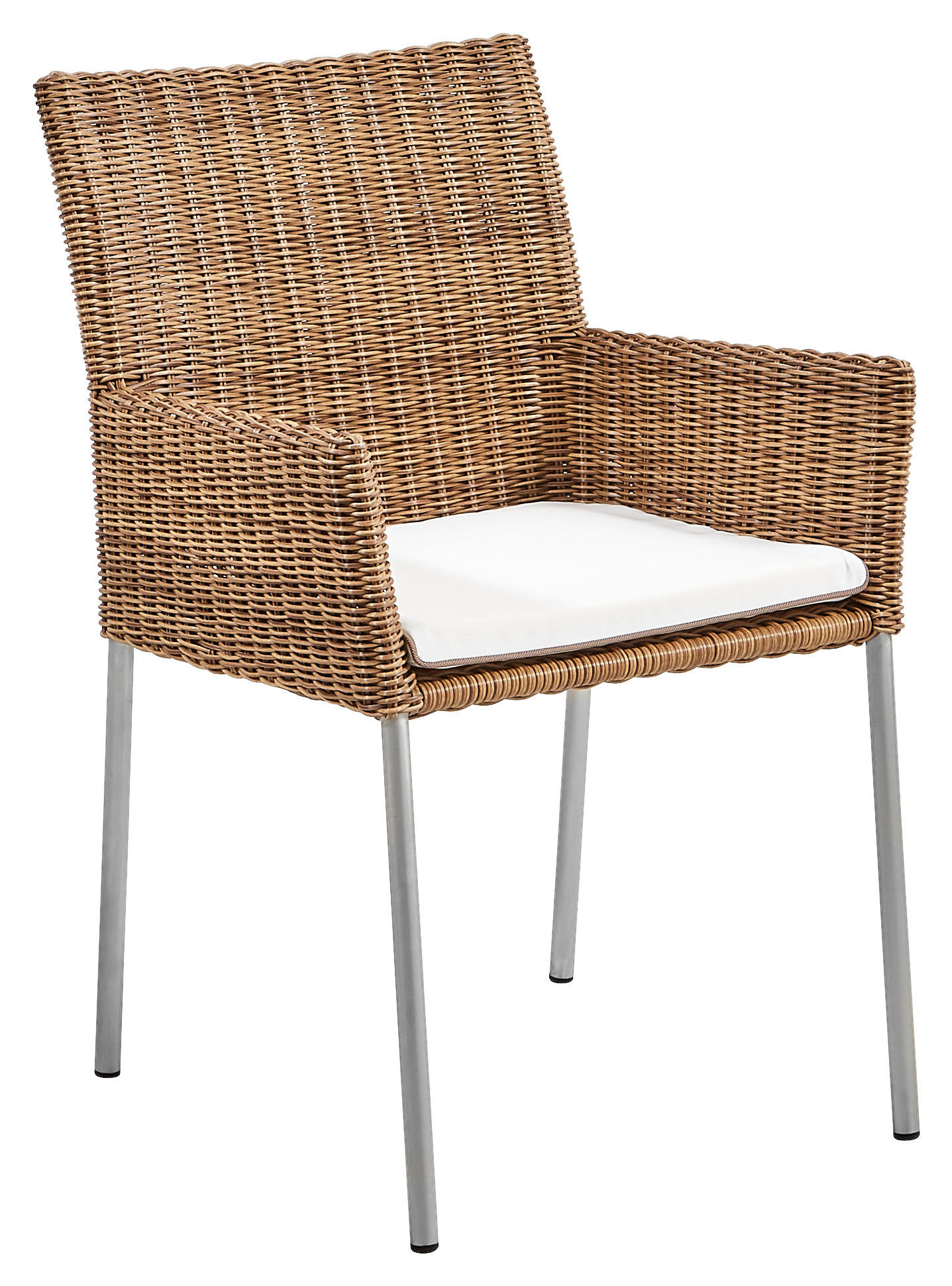 GARTENSESSEL Edelstahl Naturfarben, Weiß, Edelstahlfarben  - Edelstahlfarben/Naturfarben, Natur, Kunststoff/Textil (58/85/64cm) - Amatio