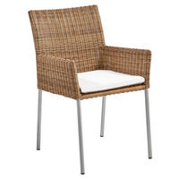 GARTENSESSEL Edelstahl Naturfarben, Weiß, Edelstahlfarben  - Edelstahlfarben/Naturfarben, Natur, Kunststoff/Textil (58/85/64cm) - Amatio