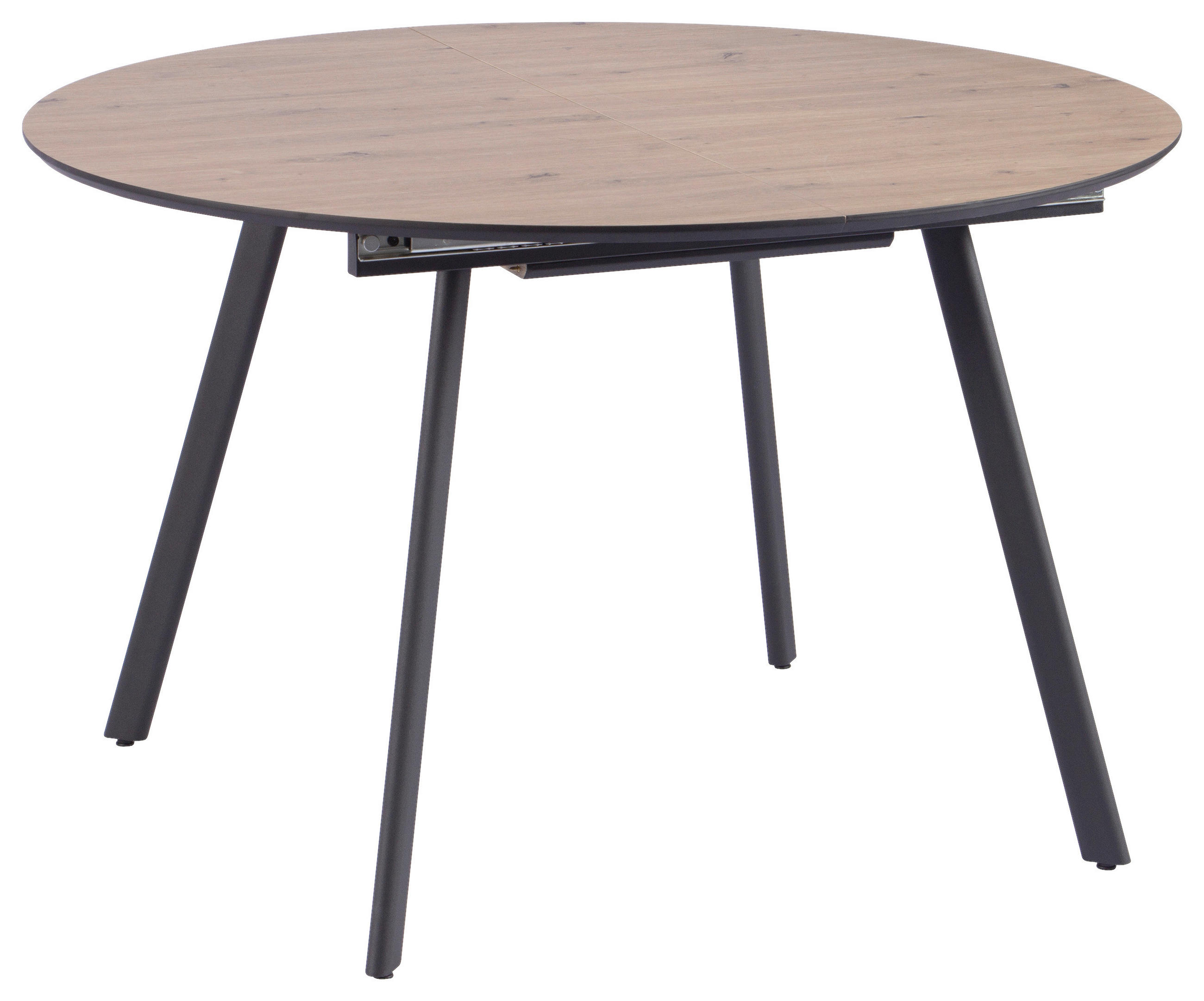 ESSTISCH 120/160/120/76 cm Nachbildung  Metall, Holzwerkstoff ausziehbar oval Schwarz, Eiche Artisan  - Schwarz/Eiche Artisan, MODERN, Holzwerkstoff/Metall (120/160/120/76cm) - Livetastic