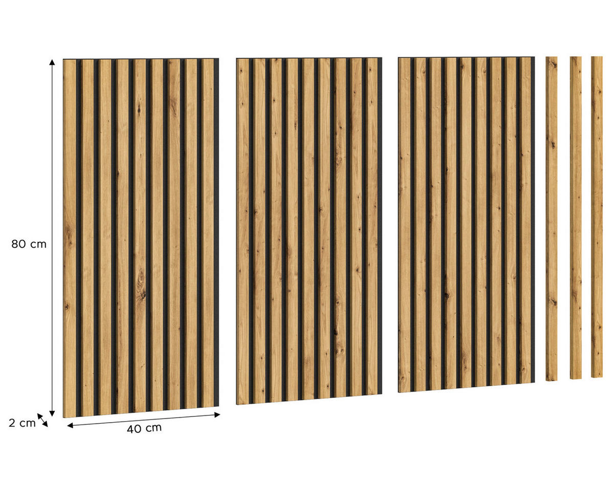 AKUSTIČNI PANEL   40/80/2 cm         - hrast artisan, Basics, tekstil/leseni material (40/80/2cm) - MID.YOU