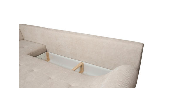 ECKSOFA Creme Struktur - Creme/Schwarz, KONVENTIONELL, Textil/Metall (194/274cm) - Carryhome