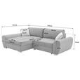 ECKSOFA Dunkelgrau Flachgewebe Rücken echt, Schlaffunktion, Bettkasten, Rückenkissen, Zierkissen  - Chromfarben/Dunkelgrau, KONVENTIONELL, Textil/Metall (175/270cm) - Carryhome
