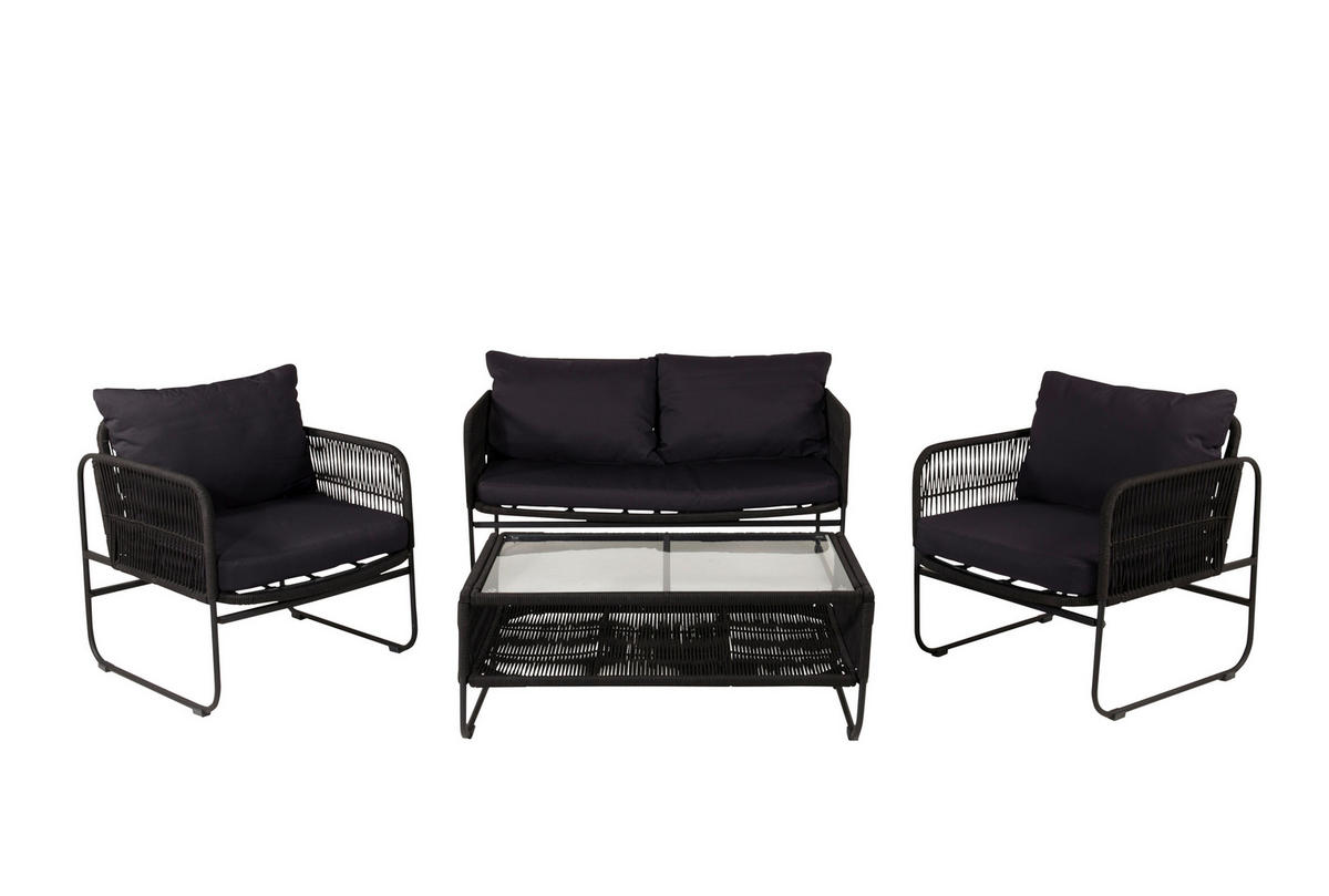 LOUNGEGRUPP 4 delar  - svart, Klassisk, metall/textil - Gardenson