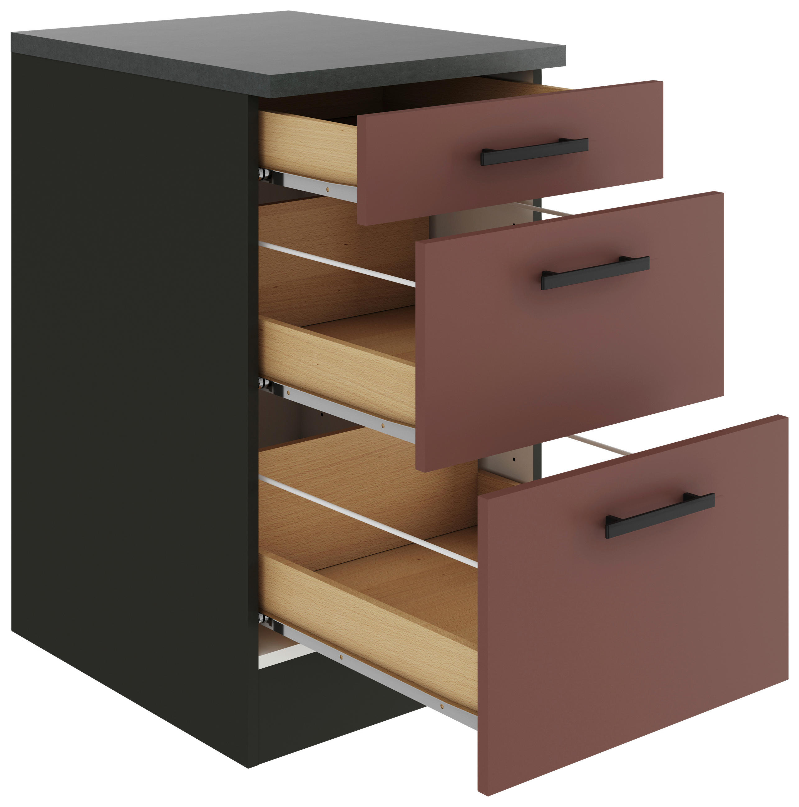 KÜCHENUNTERSCHRANK 50/84,8/60 cm  in Rotbraun  - Rotbraun/Anthrazit, Basics, Holzwerkstoff/Metall (50/84,8/60cm) - Optifit