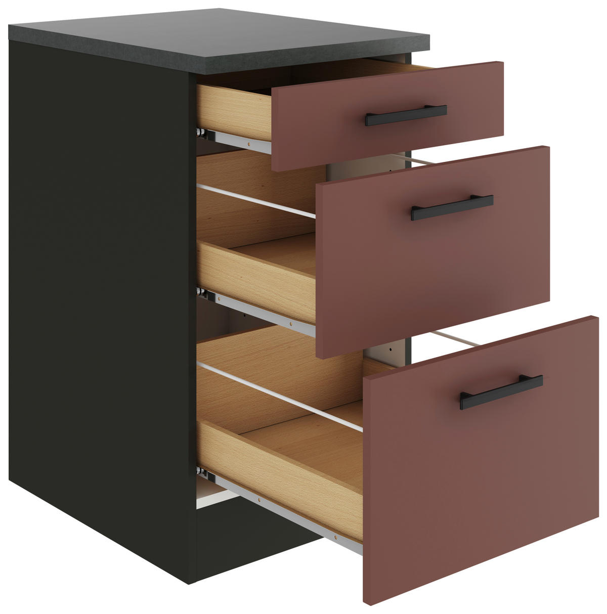 KÜCHENUNTERSCHRANK 50/84,8/60 cm  in Rotbraun  - Rotbraun/Anthrazit, Basics, Holzwerkstoff/Metall (50/84,8/60cm) - Optifit