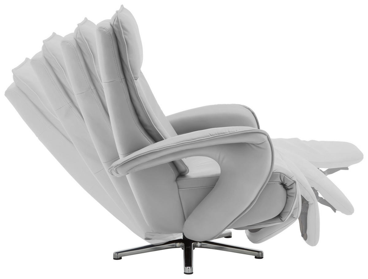 RELAXSESSEL in Leder Weiss  - Chromfarben/Weiss, Design, Leder/Metall (77/110/87cm) - Valdera