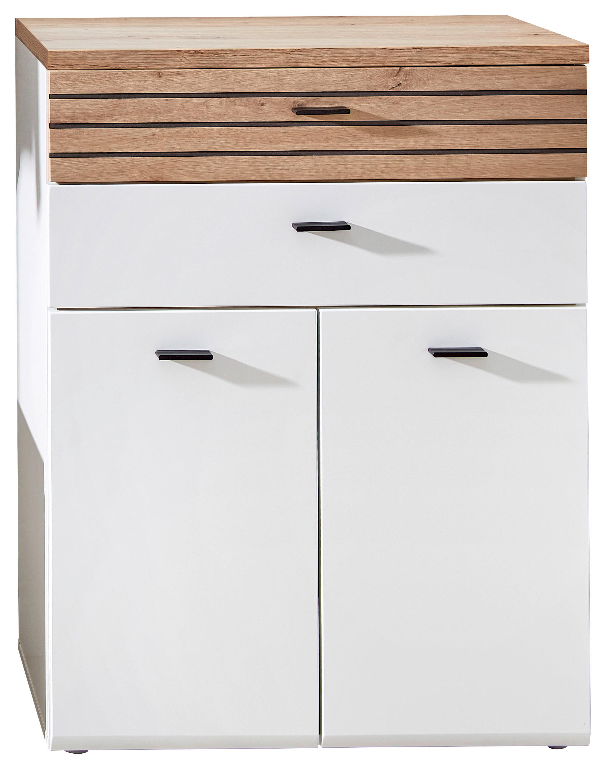 Livetastic Schuhschrank Fresno Weiß, Eiche Artisan, Schwarz 80x106x40 cm