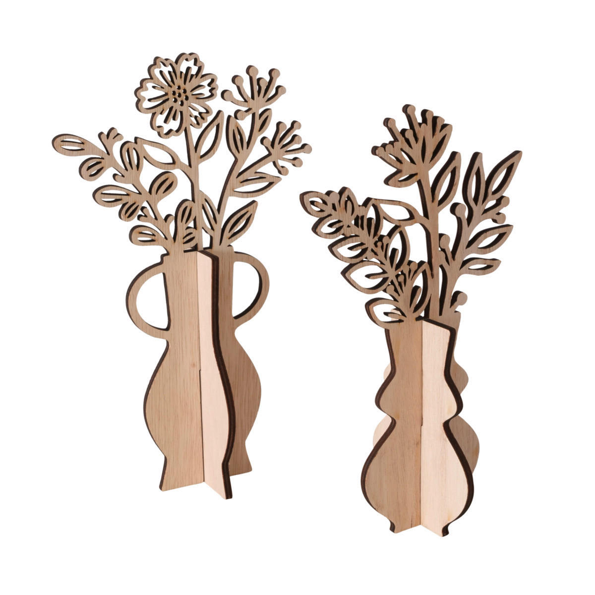 DEKOBLUME - Dunkelbraun/Hellgelb, Natur, Holz (15/8/25cm)