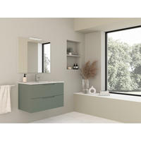 BADEZIMMER 3-teilig  in  - Weiß Hochglanz/Olivgrün, Trend, Keramik/Holzwerkstoff (80/138/46cm) - Belluti