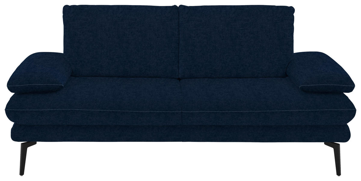 2,5-SITZER in Velours Dunkelblau  - Beige/Schwarz, Design, Textil/Metall (196/89/104cm) - Dieter Knoll