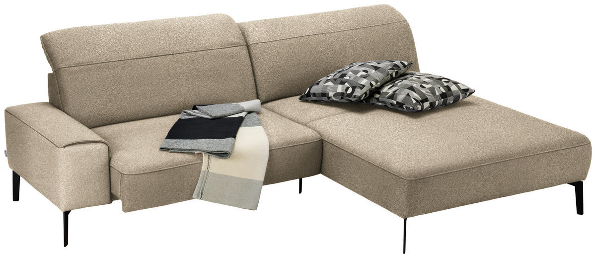 ECKSOFA in Mikrofaser Beige  - Beige/Schwarz, Design, Textil/Metall (273/203cm) - Johann Jakob