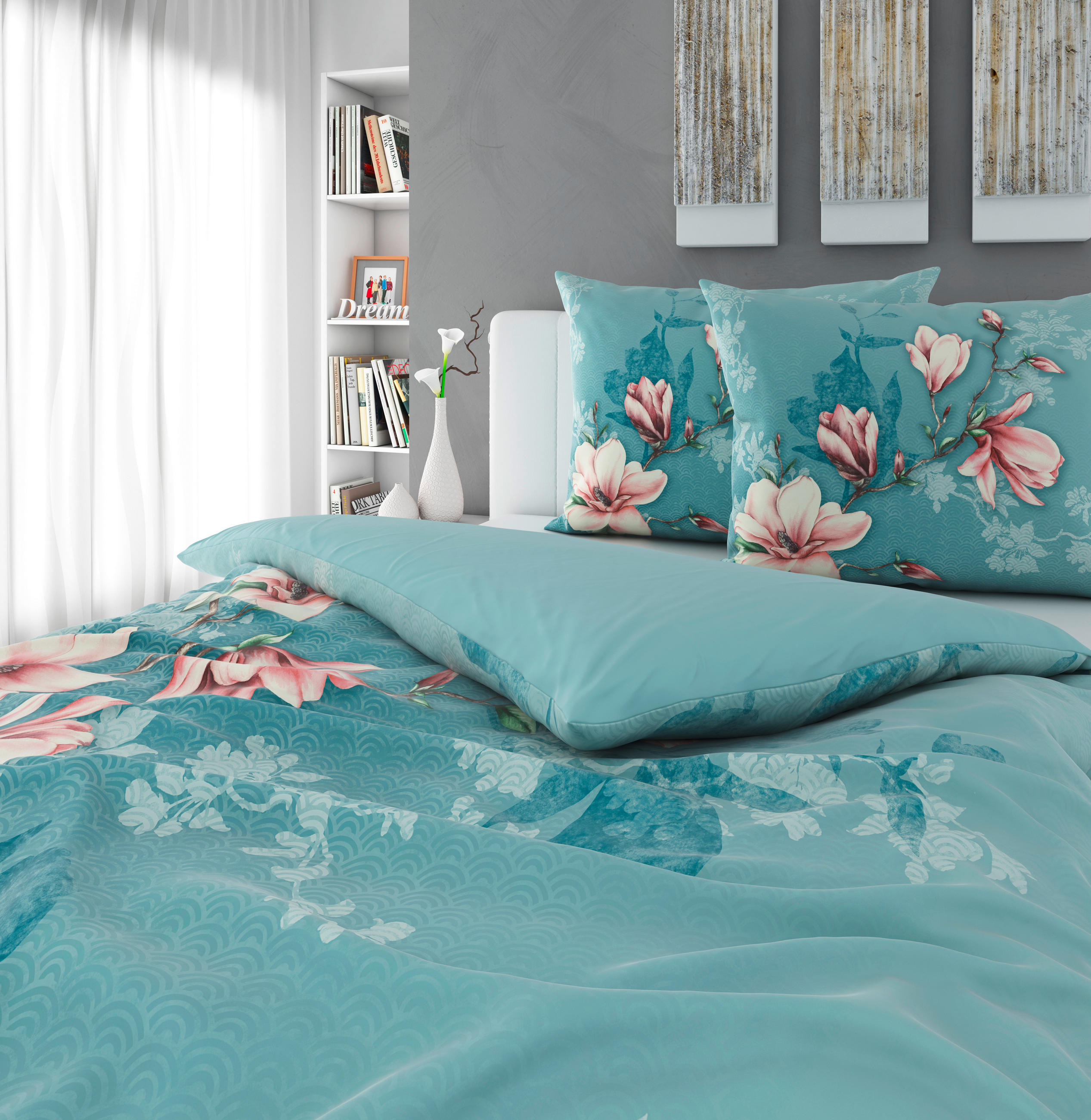 LENJERIE DE PAT CU DOUĂ FEȚE 220/200 cm  - albastru, Design, textil (220/200cm) - Esposa