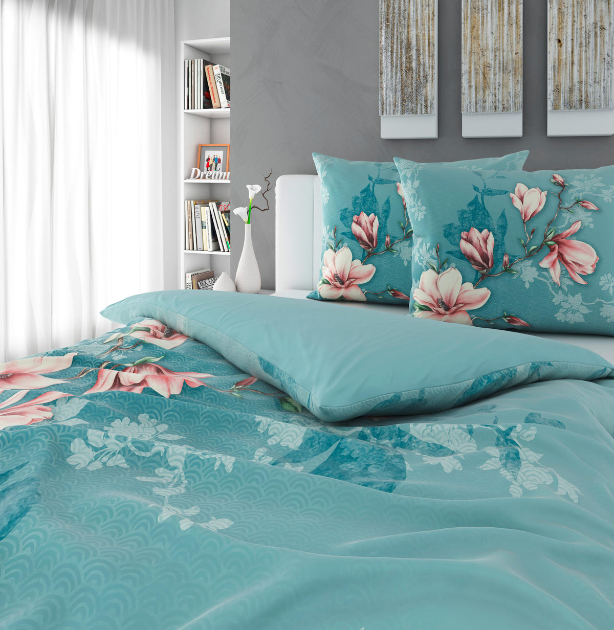 LENJERIE DE PAT CU DOUĂ FEȚE 220/200 cm  - albastru, Design, textil (220/200cm) - Esposa