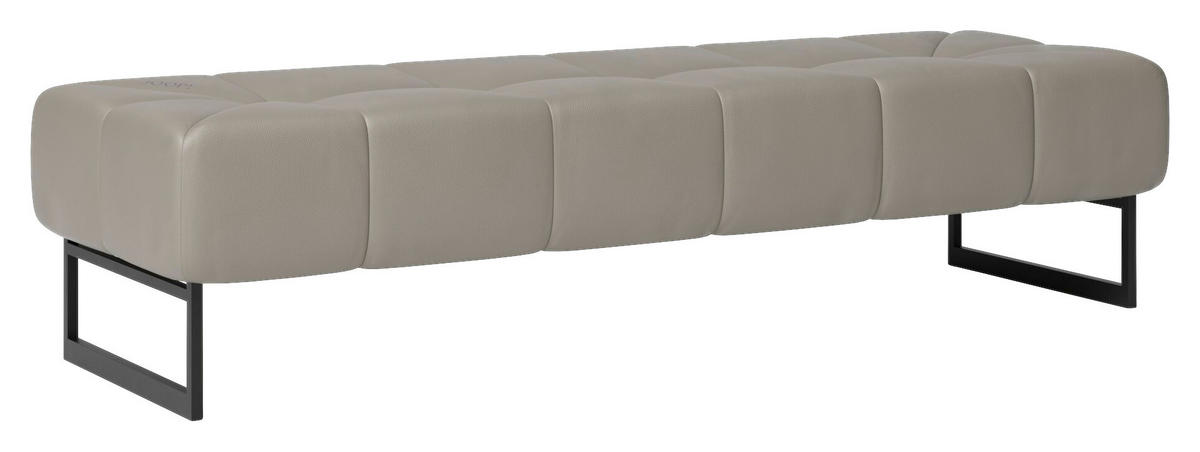 BETTBANK 156/38/52 cm   - Schwarz/Grau, Design, Leder (156/38/52cm) - Joop!