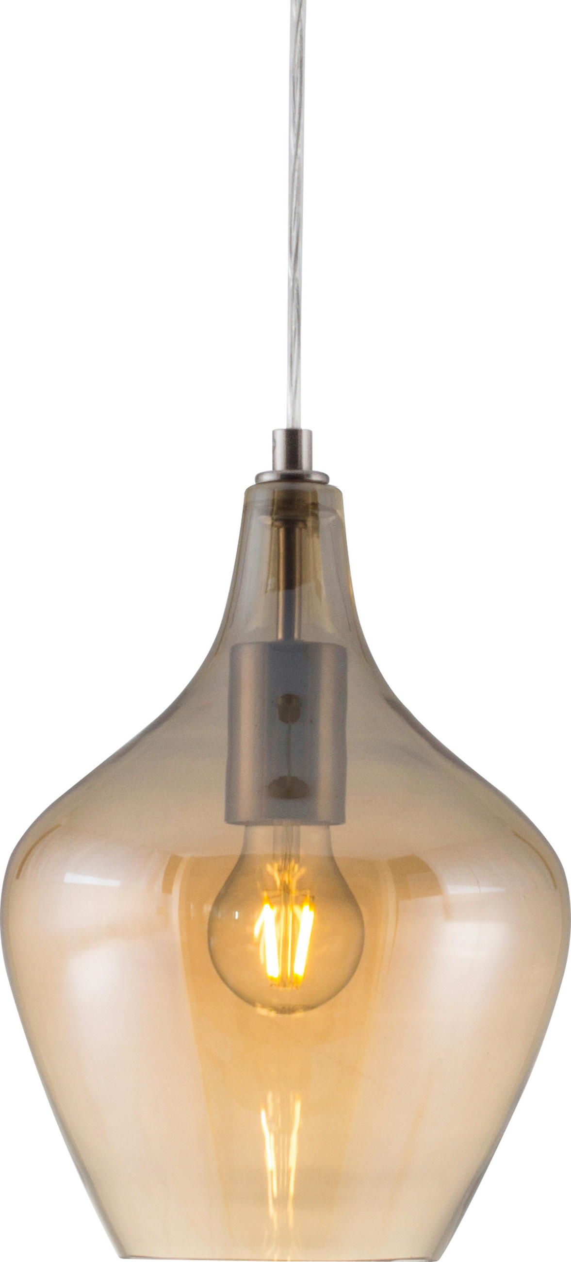 HÄNGELEUCHTE 22/150 cm    - Nickelfarben, Design, Glas/Metall (22/150cm) - Globo