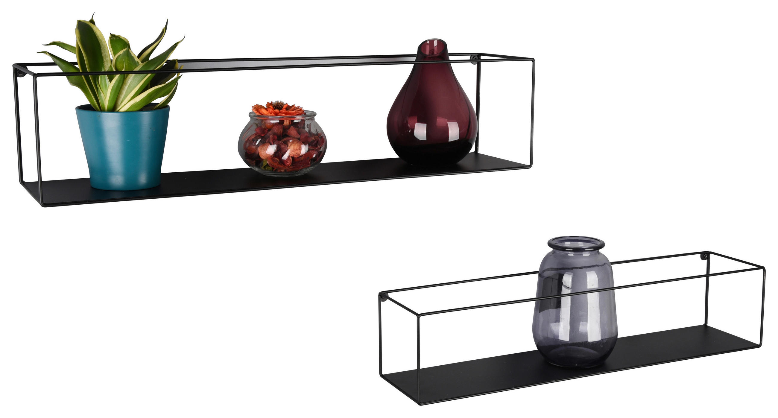 XXXLutz Wandregalset Schwarz 65x15x15 cm