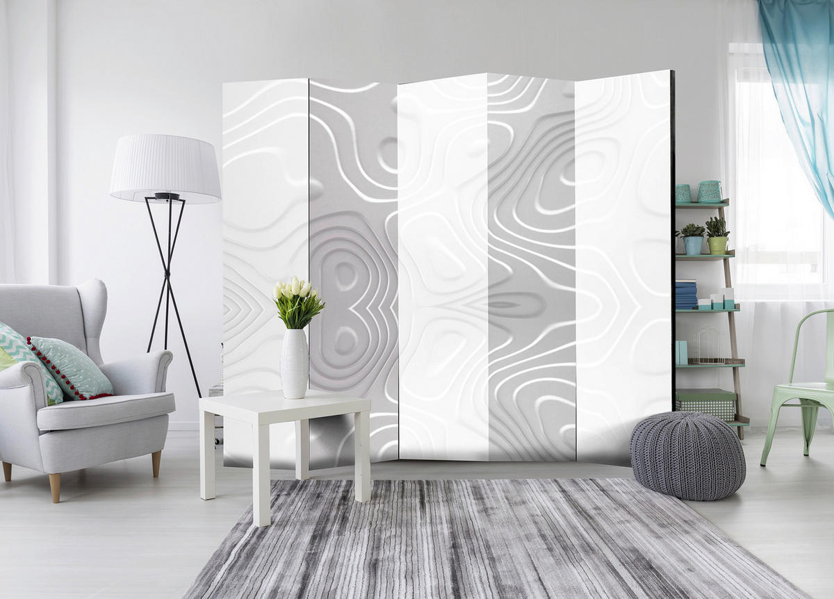 SKÄRMVÄGG  i trä, plast, textil  vit  - vit, Basics, trä/textil (225/172/3cm) - artgeist