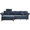 ECKSOFA Blau Chenille  - Blau/Schwarz, KONVENTIONELL, Textil/Metall (291/153cm) - Hom`in