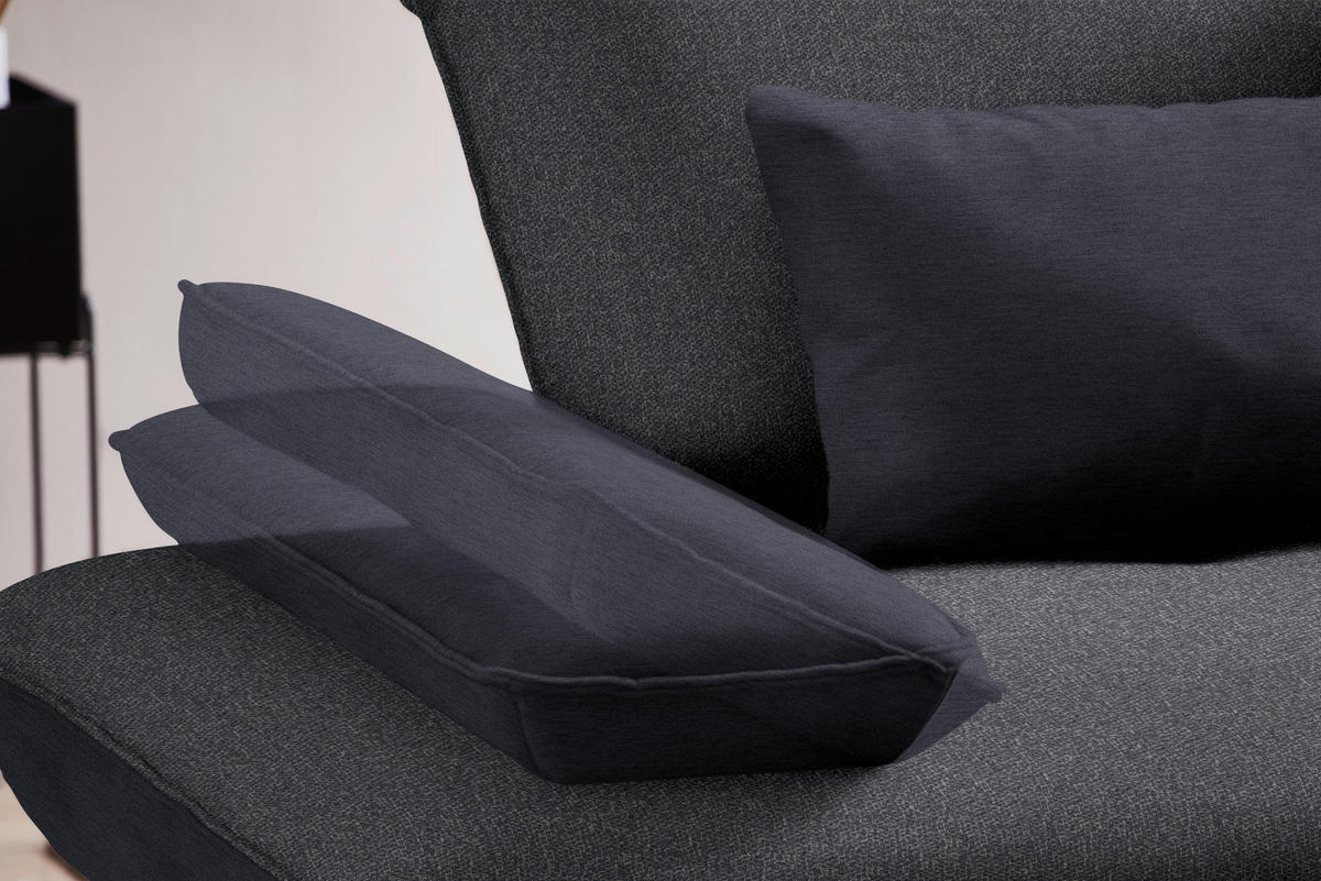 ECKSOFA in Flachgewebe Anthrazit  - Anthrazit/Schwarz, Design, Textil/Metall (250/310cm) - Moderano