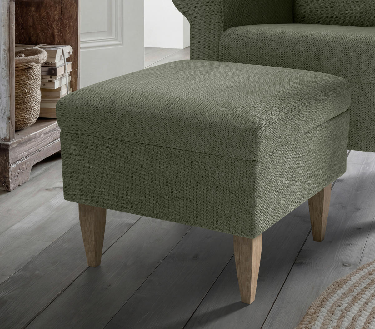 SESSELSET Chenille Dunkelgrün  - Dunkelgrün/Naturfarben, Konventionell, Holz/Textil (80/102/86cm) - Livetastic