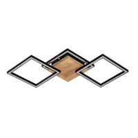 PLAFONIERĂ CU LED - culoare natur/negru, Basics, plastic/lemn (63/27,5/5,7cm) - Novel