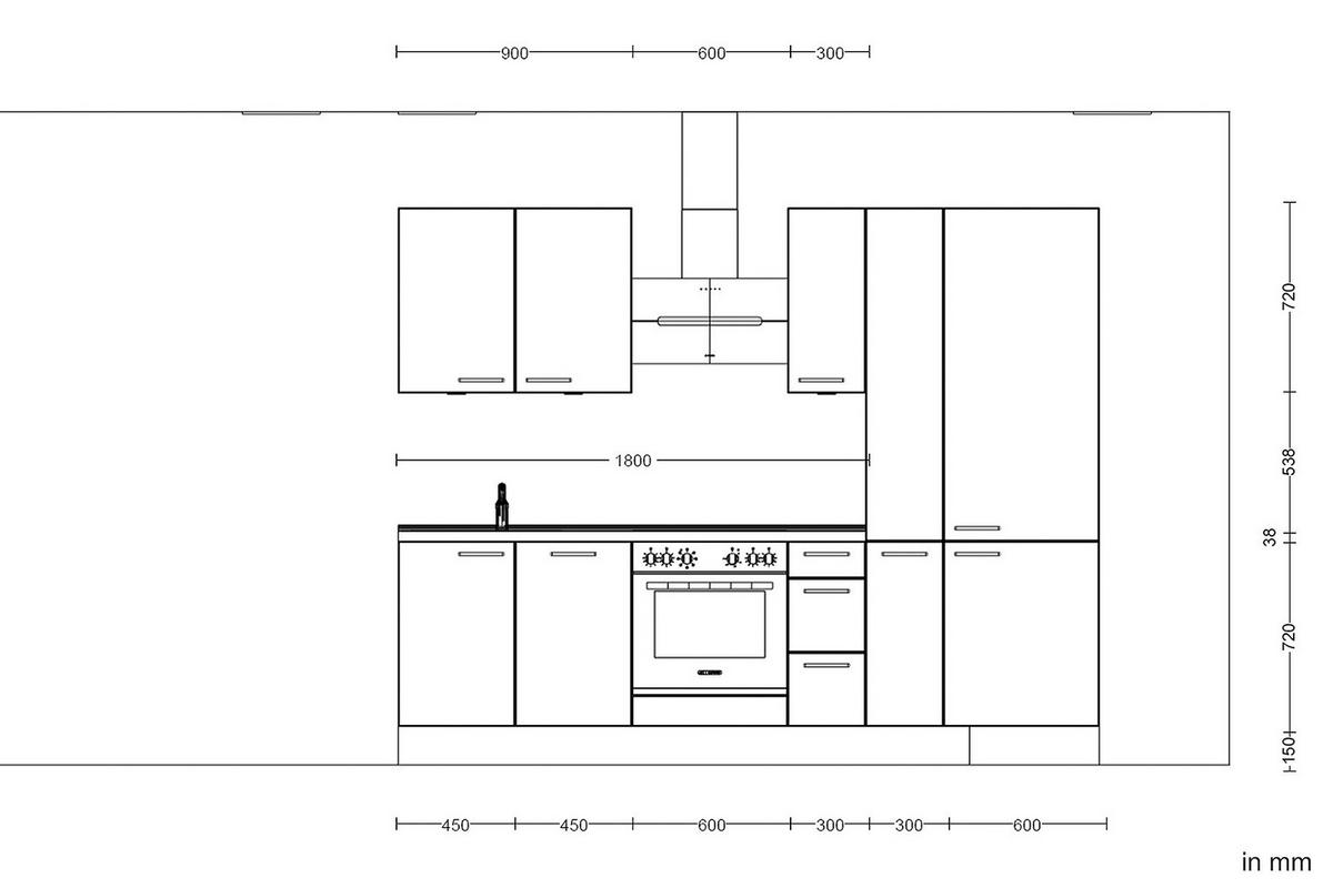 KÜCHENLEERBLOCK 270 cm   in Weiß, Schieferfarben  - Schieferfarben/Edelstahlfarben, MODERN, Holzwerkstoff/Metall (270cm) - Nobilia