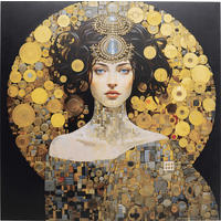 GLASBILD Frauen  - Goldfarben/Schwarz, Design, Glas/Kunststoff (120/120/0,4cm) - Kare-Design